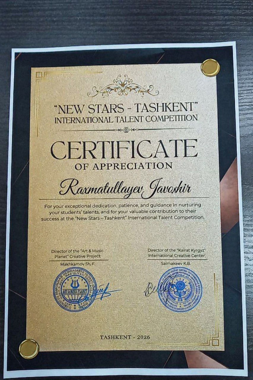 Raxmatullayev Javoxir Nishonboy o'gli